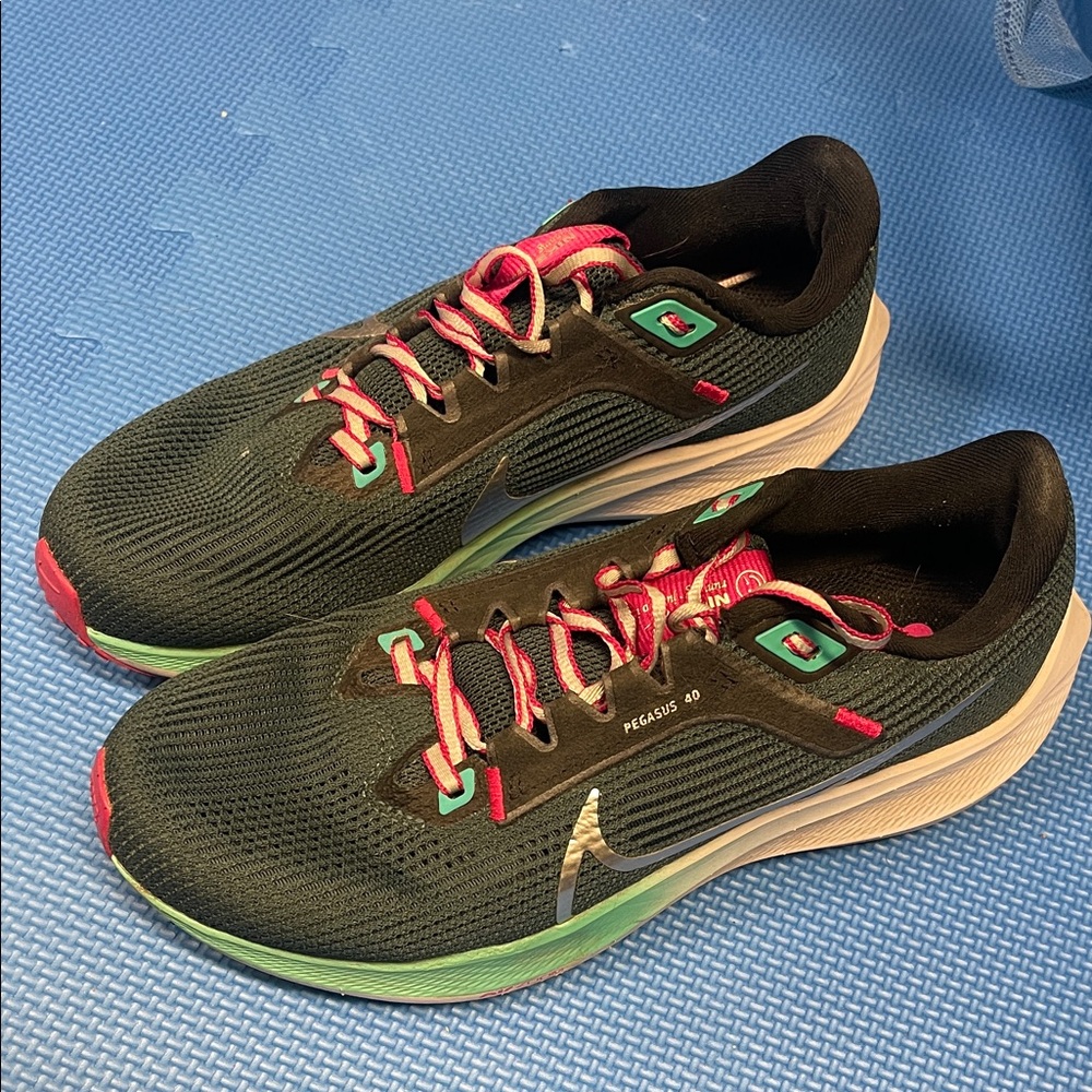 Nike Black and Pink Pegasus Shoes